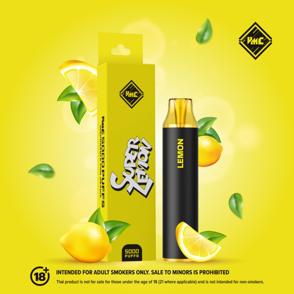 VMC 5000 Puffs บุหรี่ไฟฟ้าใช้แล้วทิ้ง กลิ่น Super Lemon (มะนาว)