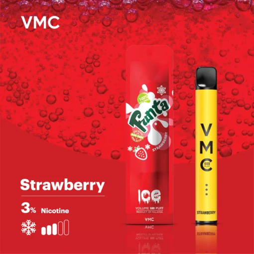 VMC POD 600 PUFF บุหรี่ไฟฟ้า พอตใช้แล้วทิ้ง กลิ่น Strawberry