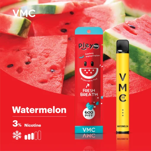 VMC POD 600 PUFF บุหรี่ไฟฟ้า พอตใช้แล้วทิ้ง กลิ่น Watermelon